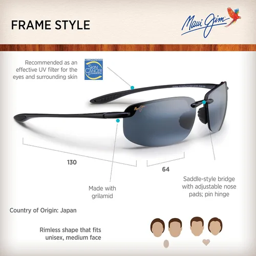 Vista 6 de Maui Jim Ho'okipa - Gafas de sol rectangulares de ajuste asiático