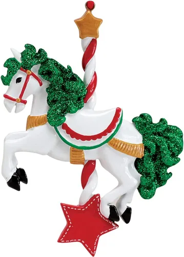 Vista 3 de Adornos de Navidad Personalizados de Carrusel 2025 - Adornos Personalizados de Carrusel de Navidad Adorno de Unicornio Personaje para Niñas Niña