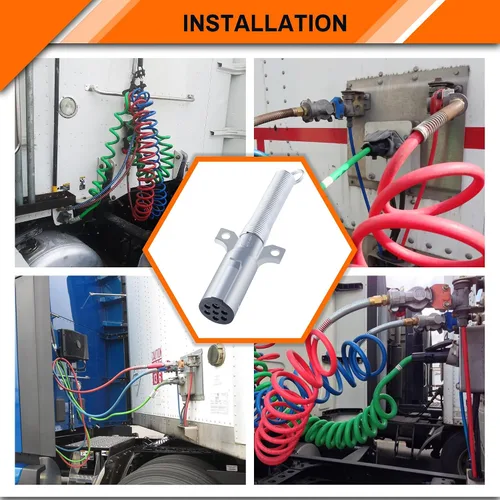 Vista 7 de Enchufe de Reemplazo de 7 Vías, Conector de Remolque de 7 Pines, Conjunto de Enchufe de Aleación de Alta Resistencia - con Protección de Resorte
