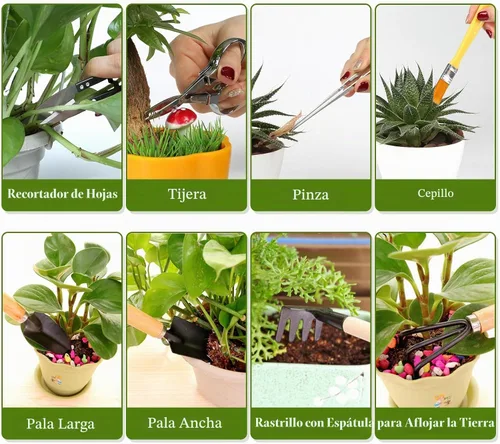 Vista 6 de LIHAO Juego de herramientas básicas para bonsái, kit de árbol bonsái, mini herramientas de jardín