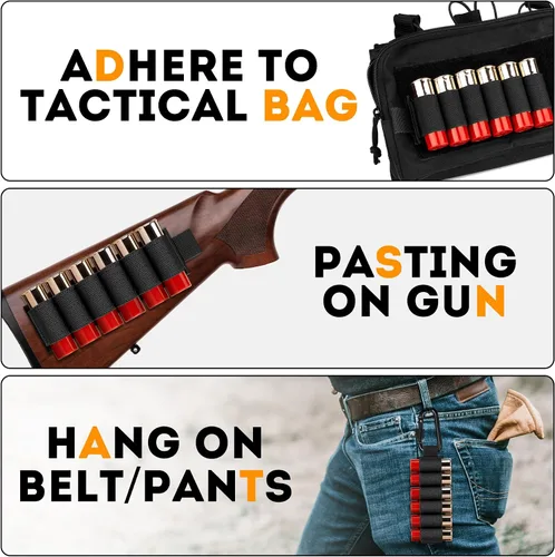 Vista 7 de 4 Pack Tactical Outdoor 6 Round Shotgun Shell Holder Ammunition Pistol Bullet Reload Holder with Adhesive Backing Sticker