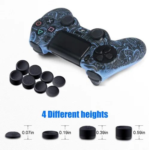 Vista 6 de Fundas de silicona para controlador compatibles con el controlador de PS4, paquete de 2 fundas protectoras antideslizantes para controladores, con 4