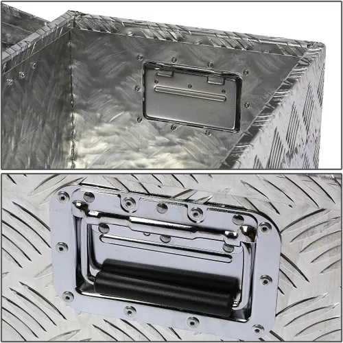 Vista 4 de DNA Motoring TBOX-T1-38-ALU-BK Caja de almacenamiento de herramientas de aluminio para camión de 38 x 13 x 10 pulgadas con cerradura y llaves