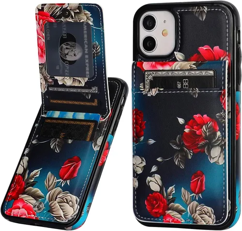 Vista 14 de Vaburs Funda compatible con iPhone 11 con tarjetero de crédito, diseño de guepardo de leopardo negro, cierre magnético de piel sintética de primera