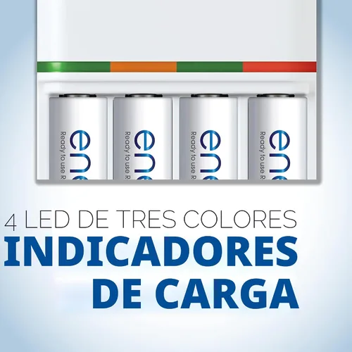 Vista 4 de Cargador de batería avanzado individual Panasonic Eneloop con 4 luces led que indican la carga BQ-CC55 Blanco