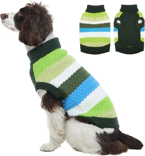 Vista 13 de Kuoser Suéter para perro, suéteres de Navidad para perros extra pequeños, suéter suave y cálido para perros, chaleco de punto trenzado colorido