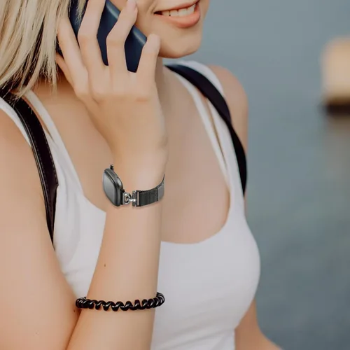 Vista 6 de Bandas magnéticas compatibles con Fitbit Sense 2/Fitbit Versa 4/Fitbit Sense/Fitbit Versa 3, correa de malla de acero inoxidable, pulsera ajustable