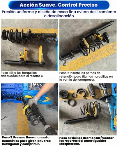 Vista 4 de Kit de compresor de resorte de puntal Macpherson ATPEAM Universal, juego de herramientas intercambiables para horquilla y bobina