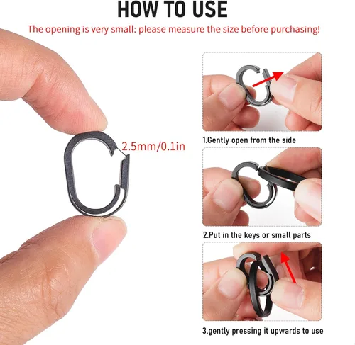 Vista 3 de FEGVE Llavero de titanio, llavero pequeño y resistente, mini llavero con conector para llaves