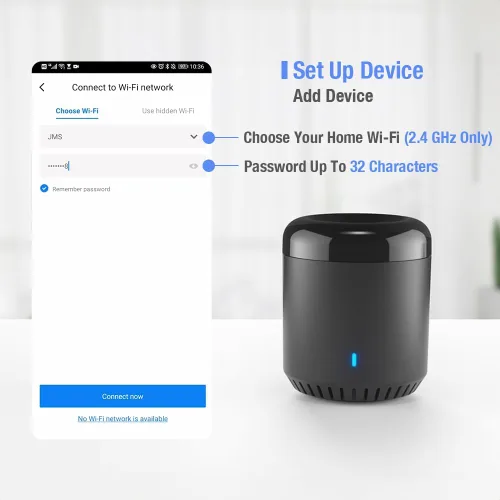 Vista 4 de Broadlink WiFi Smart Home Hub RM Mini 3 (solo Wi-Fi de 2.4 GHz) Automatización IR Aprendizaje Control remoto universal para TV Compatible con Alexa