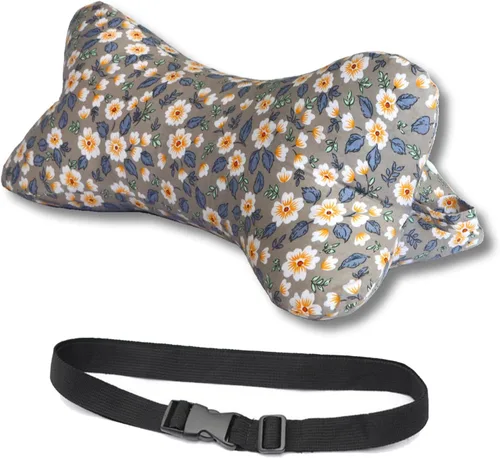 Vista 10 de Almohadas para cuello y cervicales con forma de hueso de perro, almohadas de viaje para el cuello con funda extraíble lavable, tienen bucles