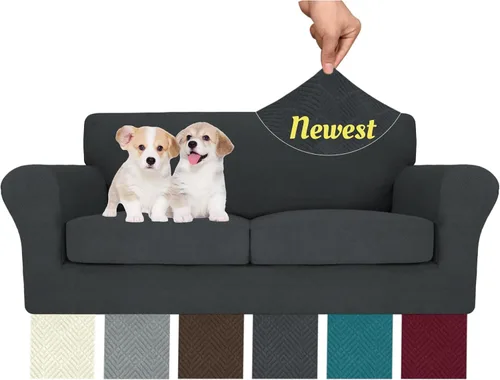 Vista 63 de MAXIJIN 2 piezas de fundas para silla con brazos, funda para silla de sofá para sala de estar, funda elástica para perros para una silla con 1 cojín