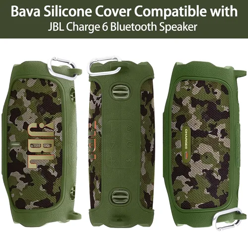Vista 85 de Funda de silicona compatible con JBL Charge 5 Altavoz Bluetooth portátil impermeable (Cubierta de silicona negra)