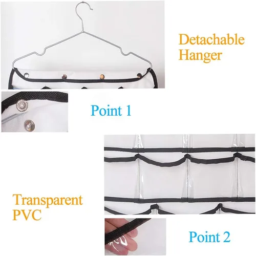 Vista 4 de Organizador de joyas para colgar (40 bolsillos) y 20 bolsas mágicas para almacenamiento de armario para viajes portátiles, anillos, pendientes
