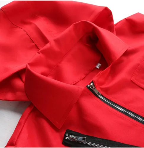 Vista 5 de Angelaicos Conjunto completo de overoles unisex rojos para fiesta de Halloween