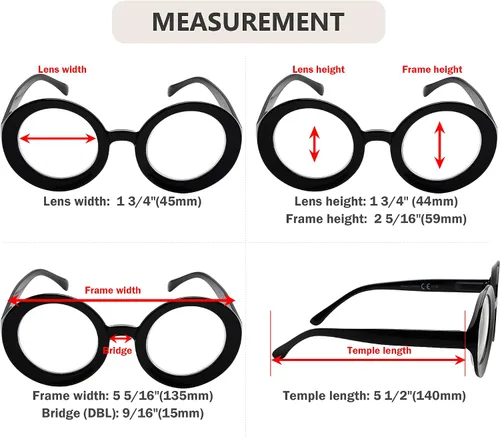 Vista 3 de Eyekepper Paquete de 4 lentes de lectura redondos para mujer, lectores de gran tamaño, +0.50 Wide Women's Magnifying Glass, Womens Stylish Reader
