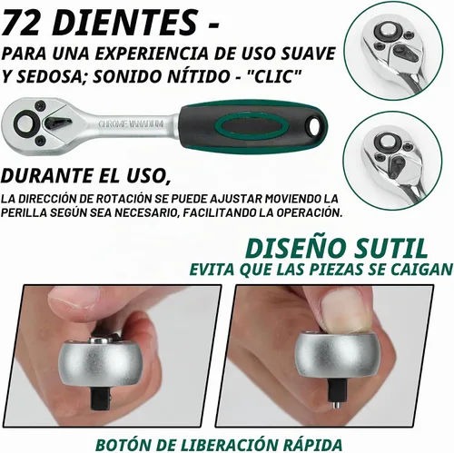 Vista 5 de CARTMAN - Juego de herramientas de llave de vaso de 180 piezas, color verde, caja de reparación para automóviles y hogar