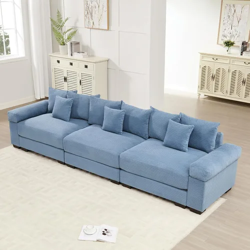 Vista 30 de ODUSE-DAILY Sofá modular de gran tamaño de 117.3 pulgadas, sofás modulares grandes de pana para sala de estar, sofás de 3 plazas, moderno juego