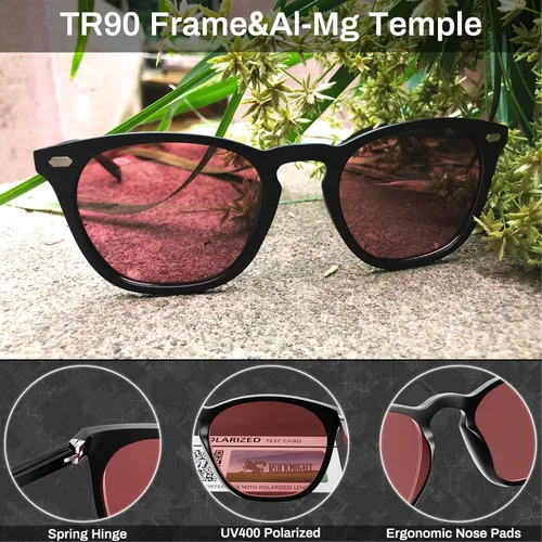 Vista 4 de ROCKNIGHT Polarized Driving Sunglasses UV400 Protection Lightweight Al-Mg Metal Frame Outdoor Casual