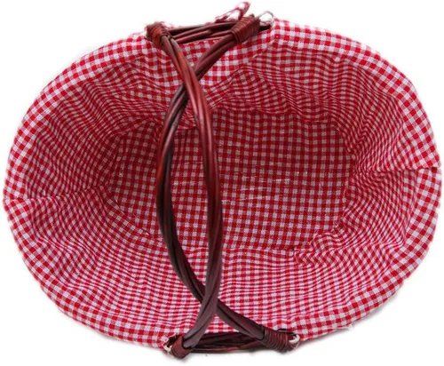 Vista 5 de OYPEIP Cesta de mimbre ovalada con asas dobles abatibles y forro extraíble, para regalos o picnic