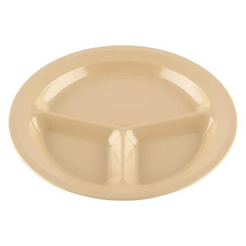 Vista 30 de G.E.T. CP-530-T Tan 9" 3-Compartment Plate, Break Resistant Dishwasher Safe Melamine Plastic, Supermel Collection (Pack of 12)
