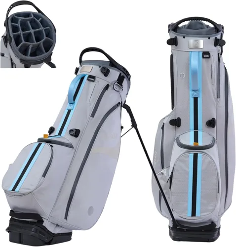 Vista 10 de Bolsa de golf ultraligera impermeable con cubierta para lluvia, longitud completa, 6 bolsillos con acceso magnético y doble correa en X, fácil