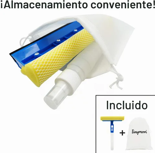 Vista 7 de Limpiador de ventanas de coche con esponja y cuchilla de goma, limpiador con botella de spray 3 en 1, multiusos, para interiores y exteriores 1
