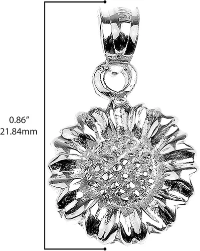 Vista 3 de Collar con colgante de girasol de plata de ley 925 pulido