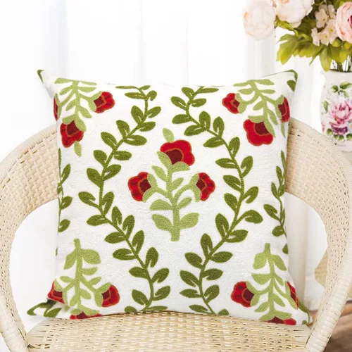 Vista 27 de Alysheer Fundas de almohada decorativas bordadas florales de primavera de 18" x 18", juego de 2, fundas de cojín de algodón con patrón acolchado