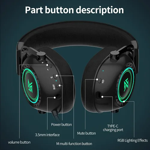Vista 7 de KZ GP20 - Auriculares inalámbricos con cable 2.4G para PC, PS4, PS5, Switch, Xbox One, Xbox Series XS, móvil