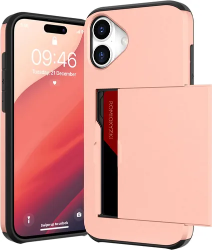 Vista 18 de ZIYE Funda tipo cartera para iPhone 16 Plus con tarjetero, antiarañazos de doble capa con bolsillo oculto, funda a prueba de golpes compatible
