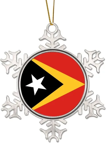 Vista 8 de Bandera nacional de peltre copo de nieve adornos de Navidad de China Taiwán bandera adornos para árbol de Navidad, decoración colgante de metal