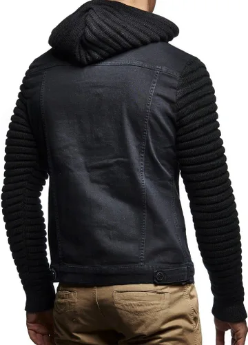 Vista 3 de Leif Nelson LN5240 - Chaqueta vaquera para hombre con mangas de punto