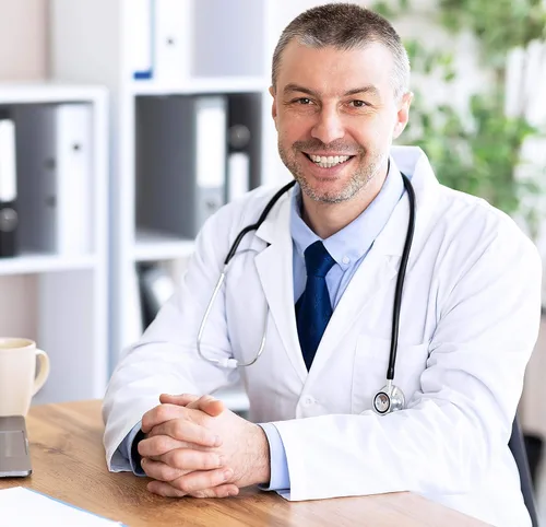 Vista 5 de NY Threads Abrigo de laboratorio profesional para hombres, abrigo médico largo de polialgodón de manga completa