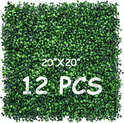 Vista 11 de 20"x20" 24 paneles artificiales de boj del seto resistentes Verde