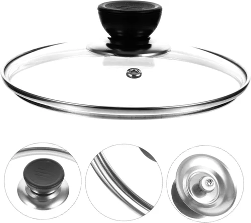 Vista 8 de Mini olla a presión tapa de vidrio 1.6l cubierta de vidrio para ollas de utensilios de cocina y tapas de sartén