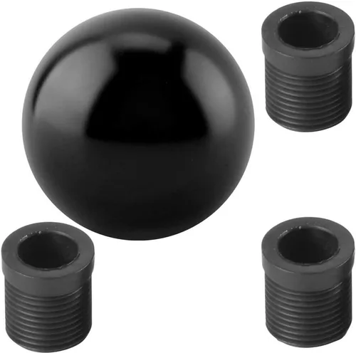 Vista 7 de Fydun Pomo de cambio universal negro con forma de bola redonda cabeza de cambio manual con 3 adaptadores
