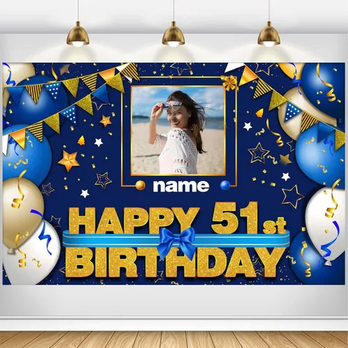 Vista 9 de Pancarta Personalizada de Decoraciones de Feliz Cumpleaños 101 - Telón de Fondo de 101 Años para Mujeres Hombres Niños Niñas Suministros de Fiesta