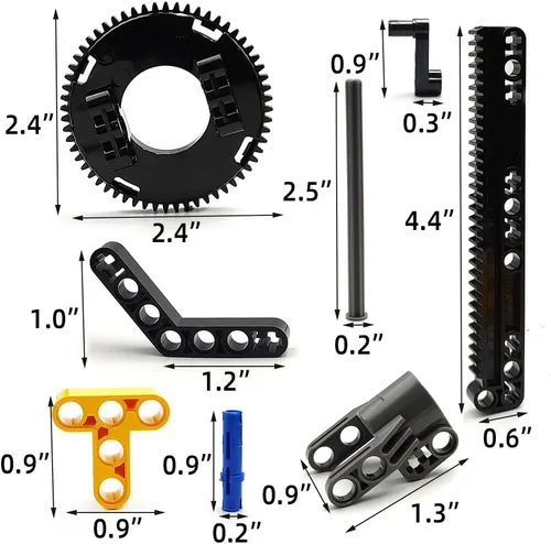 Vista 7 de ZHX Technical Parts - Juego de 457 piezas, barras de empuje para vehículos técnicos MOC Building Block Toys