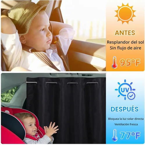 Vista 7 de ZATOOTO Juego de cortinas para ventanas de coche de 3 piezas, cortinas divisoras para ventanas laterales y traseras de coche totalmente opacas, ante