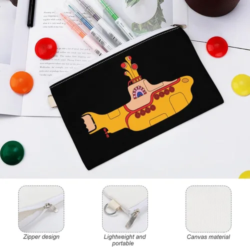 Vista 3 de Divertido monedero submarino amarillo monedero lona cero cartera maquillaje joyería organizador bolsa tarjetas titular para las mujeres