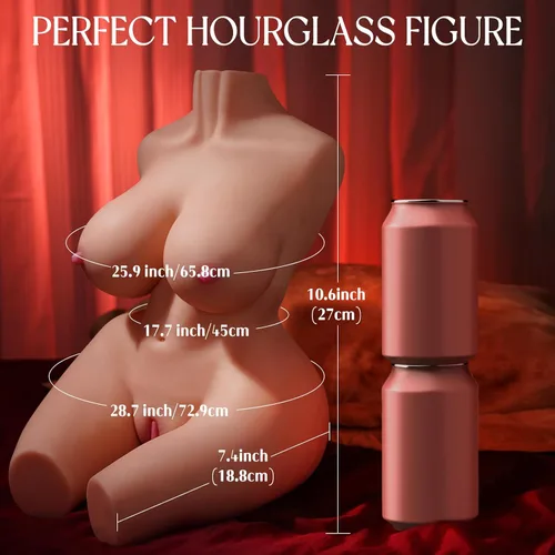 Vista 3 de baiwatt Muñeca sexual masturbador masculino, juguetes sexuales para adultos de 22 libras para hombres con trasero suave pechos grandes y túnel anal