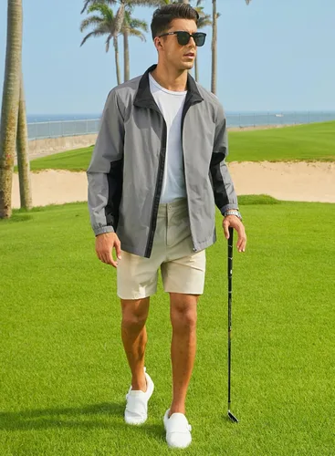 Vista 7 de JMIERR Chaqueta impermeable de golf con cremallera completa para hombre, senderismo, actividades al aire libre, uso diario, entrenamiento deportivo