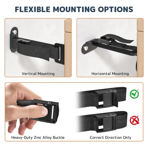 Vista 5 de Anclajes antipunta para muebles (2 juegos), anclaje de pared resistente para muebles, anclajes de pared a prueba de terremotos para seguridad