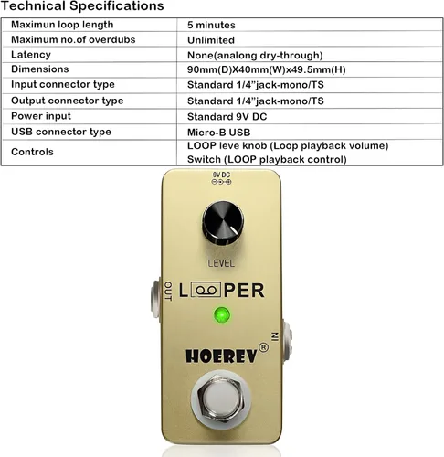 Vista 8 de HOEREV pedal de efectos para guitarra, Loop Looper