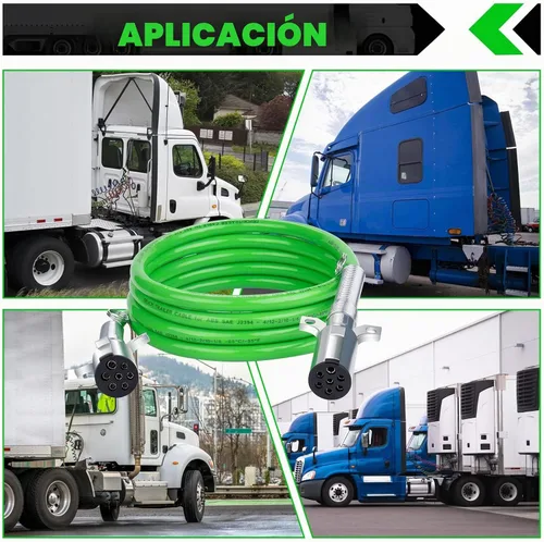 Vista 6 de CheeMuii Paquete de 2 cables de remolque de 7 vías de 12 pies, cable de alimentación eléctrica ABS de alta resistencia, cable de alimentación verde