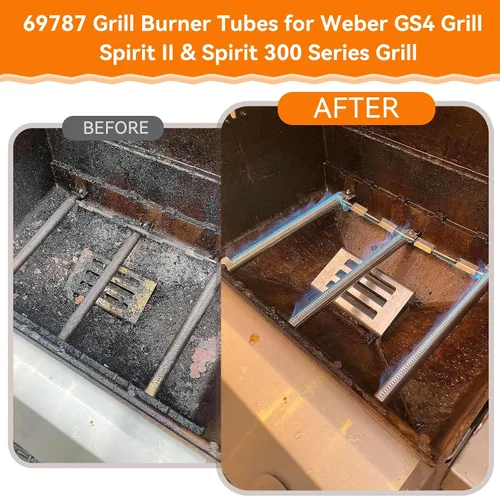 Vista 8 de SafBbcue Kits de piezas de parrilla para Weber Spirit II Serie 300 GS4 Parrillas de gas 7636 Barras aromatizantes 69787 Tubo de quemador 67060 Placa
