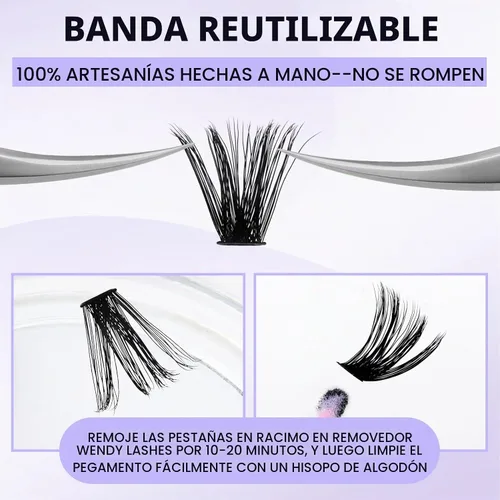 Vista 6 de Racimos de pestañas 60D/80D, extensiones de pestañas DIY, pestañas rizadas D, racimos de pestañas esponjosas, longitud mixta 12-16 mm, racimos