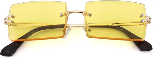 Vista 43 de Gafas de sol rectangulares para hombres/mujeres, gafas de sol pequeñas sin montura cuadrada