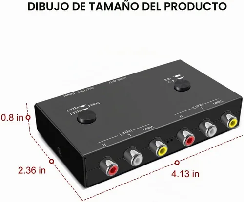 Vista 7 de Dingsun Convertidor AV a HDMI de 2 puertos, adaptador RCA a HDMI compatible 16: 9/4:3 compatible con WII, N64, PS2, VHS, reproductores de DVD VCR